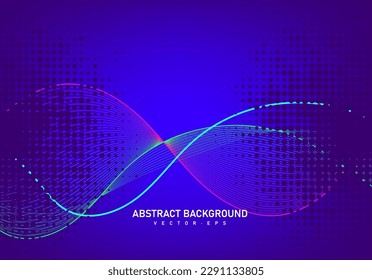 Abstract flowing line digital technology, smooth particle wave, big data techno design concept background wallpaper, website landing page template, vector eps 