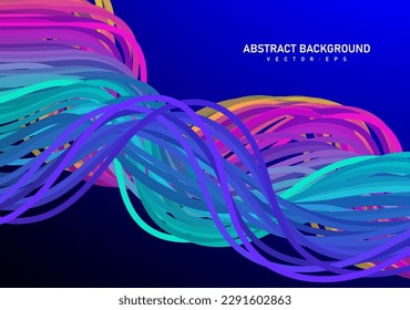 Abstract flowing line digital technology, smooth particle wave, big data techno design concept background wallpaper, website landing page template, vector eps 