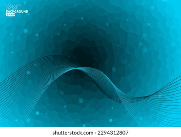Abstract flowing line digital technology, smooth particle wave, big data techno design concept background wallpaper, vector eps 