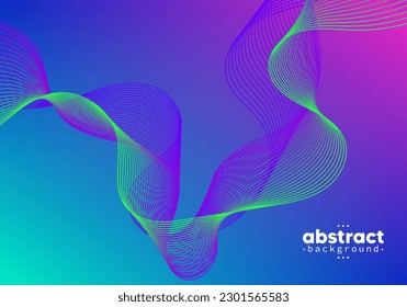 Abstract flowing line digital technology, smooth particle wave, big data techno design concept background wallpaper, vector eps 