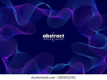 Abstract flowing line digital technology, smooth particle wave, big data techno design concept background wallpaper, vector eps