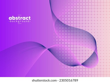 Abstract flowing line digital technology, smooth particle wave, big data techno design concept background wallpaper, vector eps