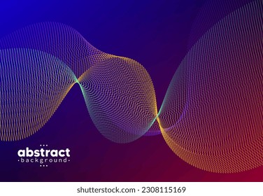 Abstract flowing line digital technology, smooth particle wave, big data techno design concept background wallpaper, website landing page template, vector eps 