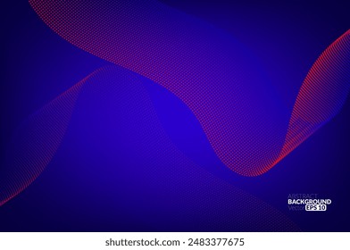 Abstract flowing line digital technology, smooth particle wave, big data techno design concept background wallpaper, vector eps