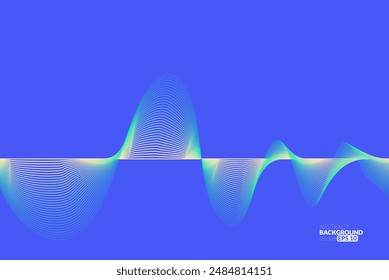 Abstract flowing line digital technology, smooth particle wave, big data techno design concept background wallpaper, vector eps