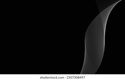 Abstract flowing line digital technology, smooth particle wave, big data techno design concept background wallpaper, vector eps