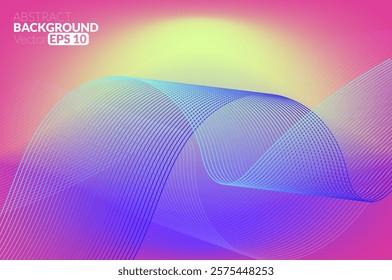 Abstract flowing line digital technology, smooth particle wave, big data techno design concept background wallpaper, vector eps