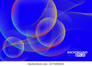 Abstract flowing line digital technology, smooth particle wave, big data techno design concept background wallpaper, vector eps