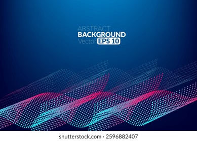 Abstract flowing line digital technology, smooth particle wave, big data techno design concept background wallpaper, vector eps