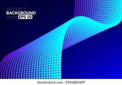 Abstract flowing line digital technology, smooth particle wave, big data techno design concept background wallpaper, vector eps