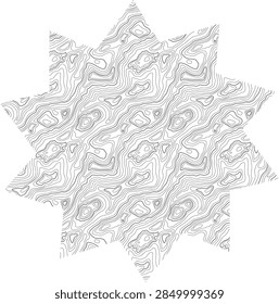 Abstract flowing line pattern forming a stylized eight-pointed star or flower