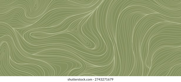 Abstract flowing line vector background with sage green background with subtle flowing lines. Luxury elegant design for poster, invitation, card, branding, wallpaper.