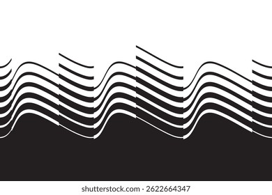 Abstract flowing lines background. Fluid profile. Stripes linear pattern. Music sound wave. Vector illustration.