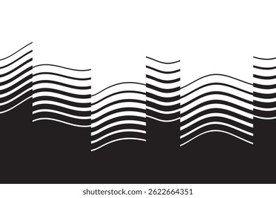 Abstract flowing lines background. Fluid profile. Stripes linear pattern. Music sound wave. Vector illustration.