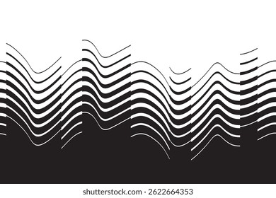 Abstract flowing lines background. Fluid profile. Stripes linear pattern. Music sound wave. Vector illustration.