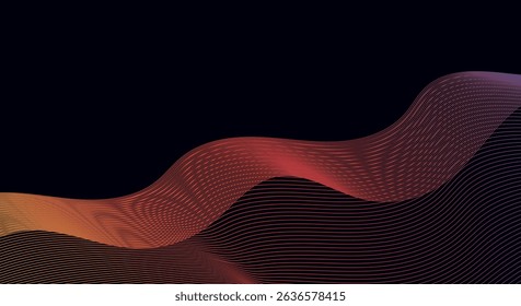 Abstract flowing lines background on dark