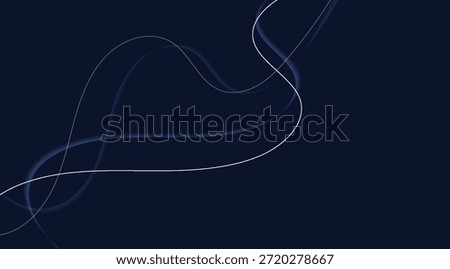 Abstract flowing lines in dark blue, light blue, and white, forming smooth curves and dashed patterns, creating a modern and elegant technological background for digital designs.