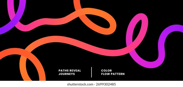 Abstract flowing lines with gradient colors on black background create a dynamic visual pattern