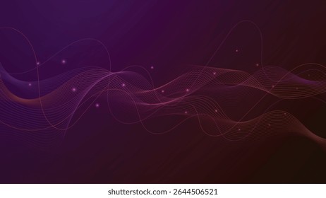 Abstract Flowing Lines on Dark Purple Background Vector