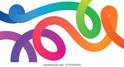Abstract, flowing lines in a spectrum of bright, gradient colors create a dynamic and energetic visual on a clean white backdrop.