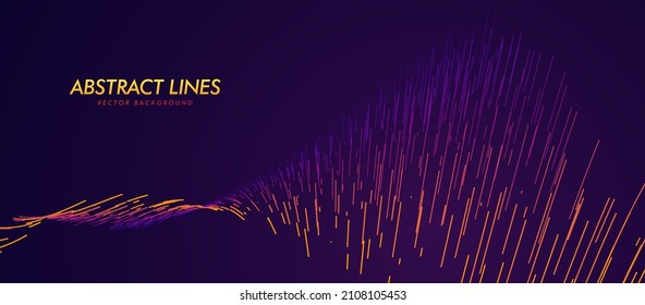 Abstract Flowing Lines. Speed Lines Lights Graphics. Futuristic Linear Backdrop Design. Technology, Big Data, Science Theme Template.