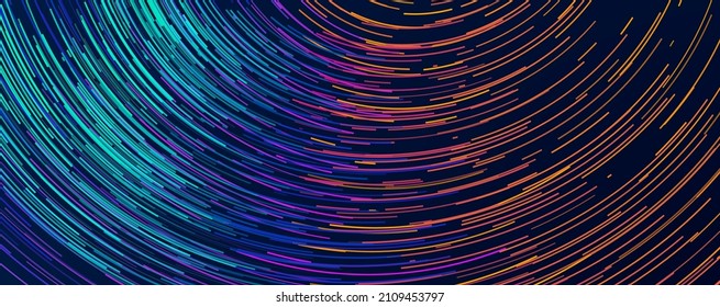 Abstract Flowing Lines. Speed Lines Lights Graphics. Futuristic Linear Backdrop Design. Technology, Big Data, Science Theme Template.