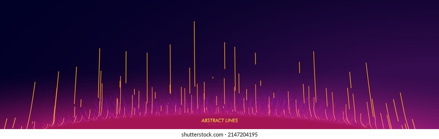 Resumen de las líneas de flujo. Las Líneas De Velocidad Iluminan Gráficos. Concepto de diseño HUD de la Atmósfera Futurista Lineal Planeta. Tecnología, Big Data, Plantilla Temática Científica. Ilustración de vectores de fondo de escritorio amplio.