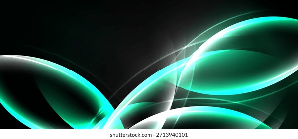 Líneas Abstractas, tonos azulados, reflejos brillantes. El fondo oscuro crea un impacto visual dramático, elemento de diseño moderno.