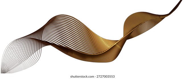 Abstract flowing lines in warm tones on transparent background