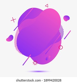 Abstract flowing liquid shape for trendy vibrant color design. Halftone pattern, fluid color overlap purple and pink gradient background. Template design for logo, flyer, poster, presentation.