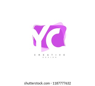 Abstract Flowing Liquid Shapes Letter YC Logo Design