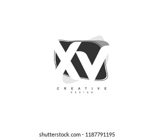 Abstract Flowing Liquid Shapes Letter XV Logo Design