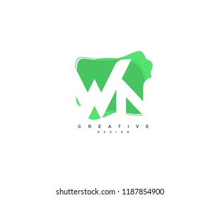 Abstract Flowing Liquid Shapes Letter WN Logo Design