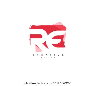 Abstract Flowing Liquid Shapes Letter RE Logo Design