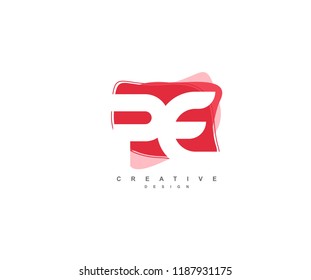 Abstract Flowing Liquid Shapes Letter PE Logo Design