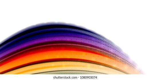 Onda de movimento de fluxo abstrata, mistura de cores líquidas, fundo abstrato vetorial com efeito de pontos de luz