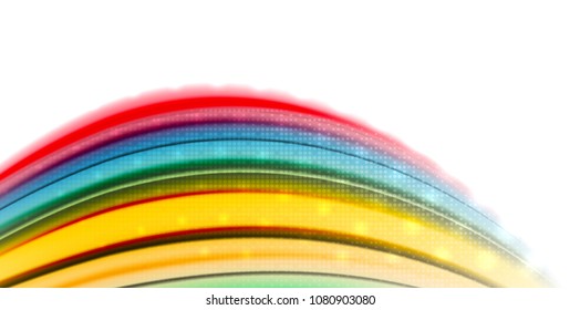 Ola de movimiento de flujo abstracto, mezcla de colores líquidos, fondo abstracto vectorial con efecto de puntos de luz
