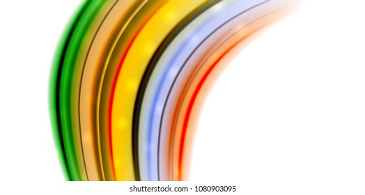 Abstract flowing motion wave, liquid colors mixing, vector abstract background with light dots effect