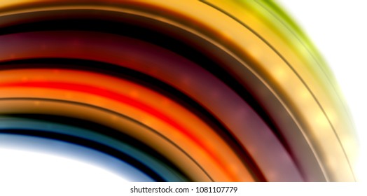 Ola de movimiento de flujo abstracto, mezcla de colores líquidos, fondo abstracto vectorial con efecto de puntos de luz