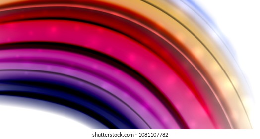 Abstract flowing motion wave, liquid colors mixing, vector abstract background with light dots effect