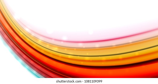 Onda de movimento de fluxo abstrata, mistura de cores líquidas, fundo abstrato vetorial com efeito de pontos de luz