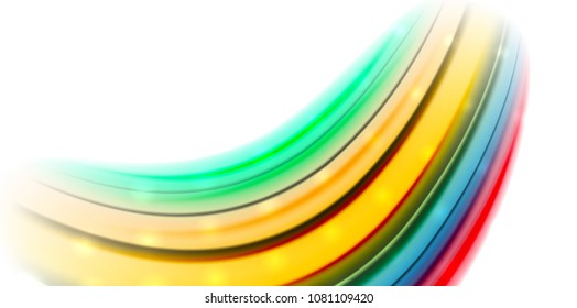 Abstract flowing motion wave, liquid colors mixing, vector abstract background with light dots effect