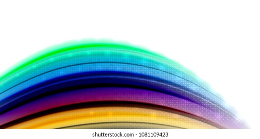 Abstract flowing motion wave, liquid colors mixing, vector abstract background with light dots effect