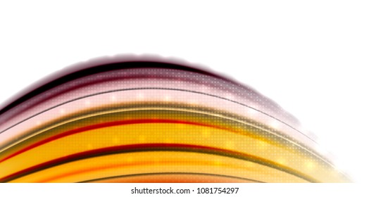 Abstract flowing motion wave, liquid colors mixing, vector abstract background with light dots effect
