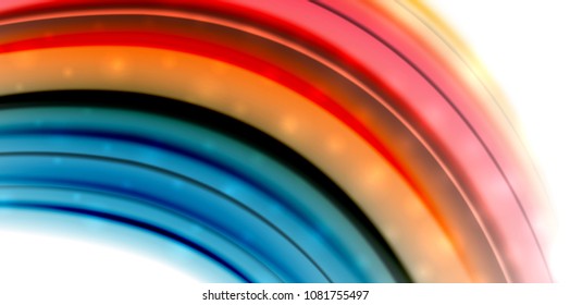 Abstract flowing motion wave, liquid colors mixing, vector abstract background with light dots effect