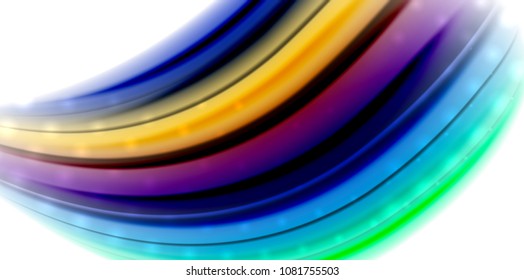 Abstract flowing motion wave, liquid colors mixing, vector abstract background with light dots effect