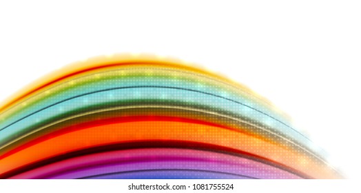 Abstract flowing motion wave, liquid colors mixing, vector abstract background with light dots effect