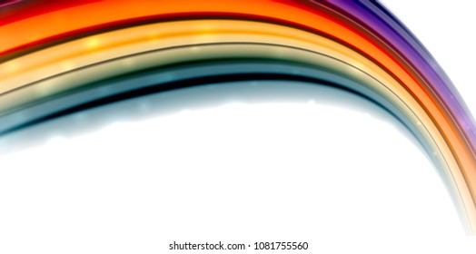 Abstract flowing motion wave, liquid colors mixing, vector abstract background with light dots effect