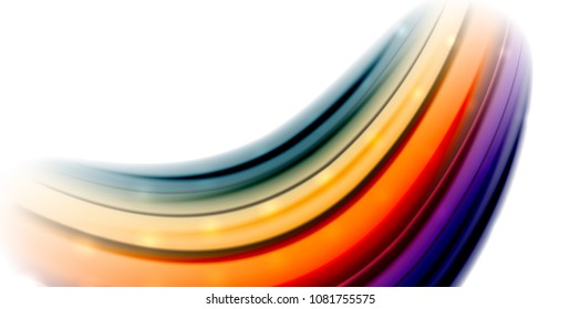Ola de movimiento de flujo abstracto, mezcla de colores líquidos, fondo abstracto vectorial con efecto de puntos de luz