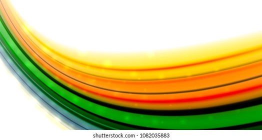 Abstract flowing motion wave, liquid colors mixing, vector abstract background with light dots effect